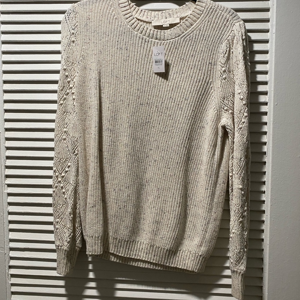 LOFT Speckled Cream Knit Sweater, NWT